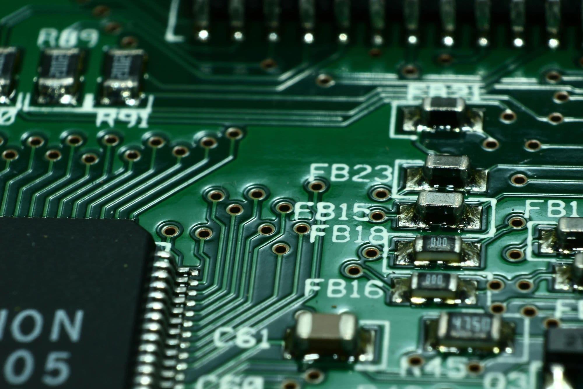 Close-up of a printed circuit board